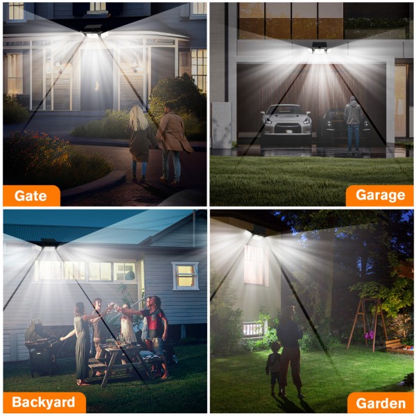 Solar Lights Outdoor, Quick Charge Solar Motion Lights Outdoor with 2500LM 232 LEDs High Brightness, Larger Built-in Tempered Glass Solar Panel, Sensitive PIR Motion Inductor (4-Pack) 